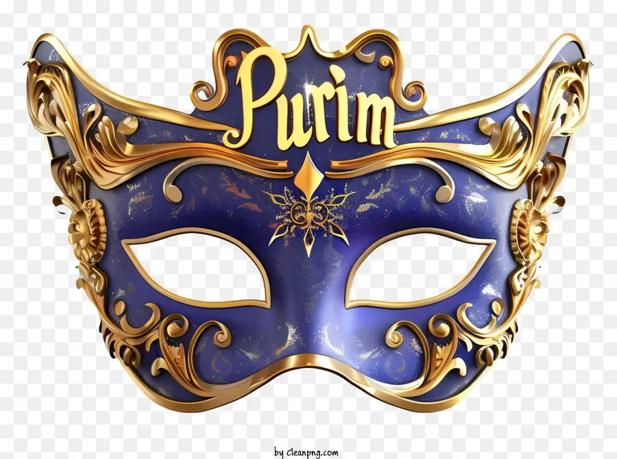 Purim，Máscara Azul E Ouro PNG