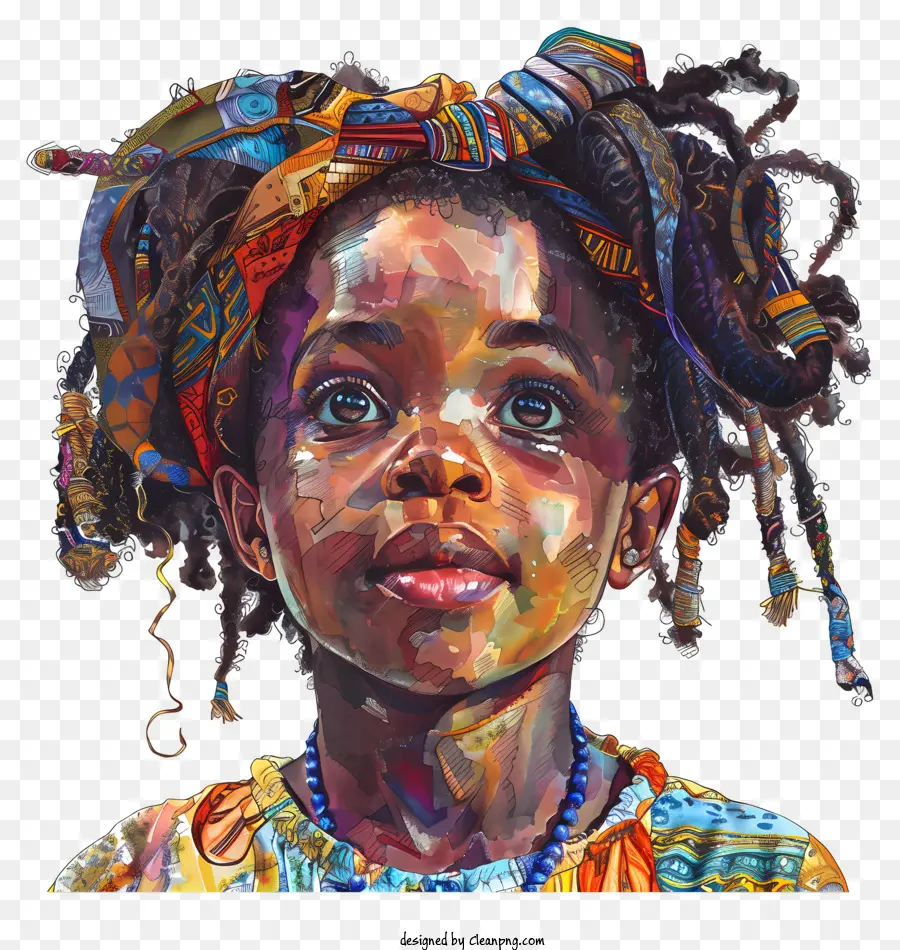 Garota Africana，Pintura PNG