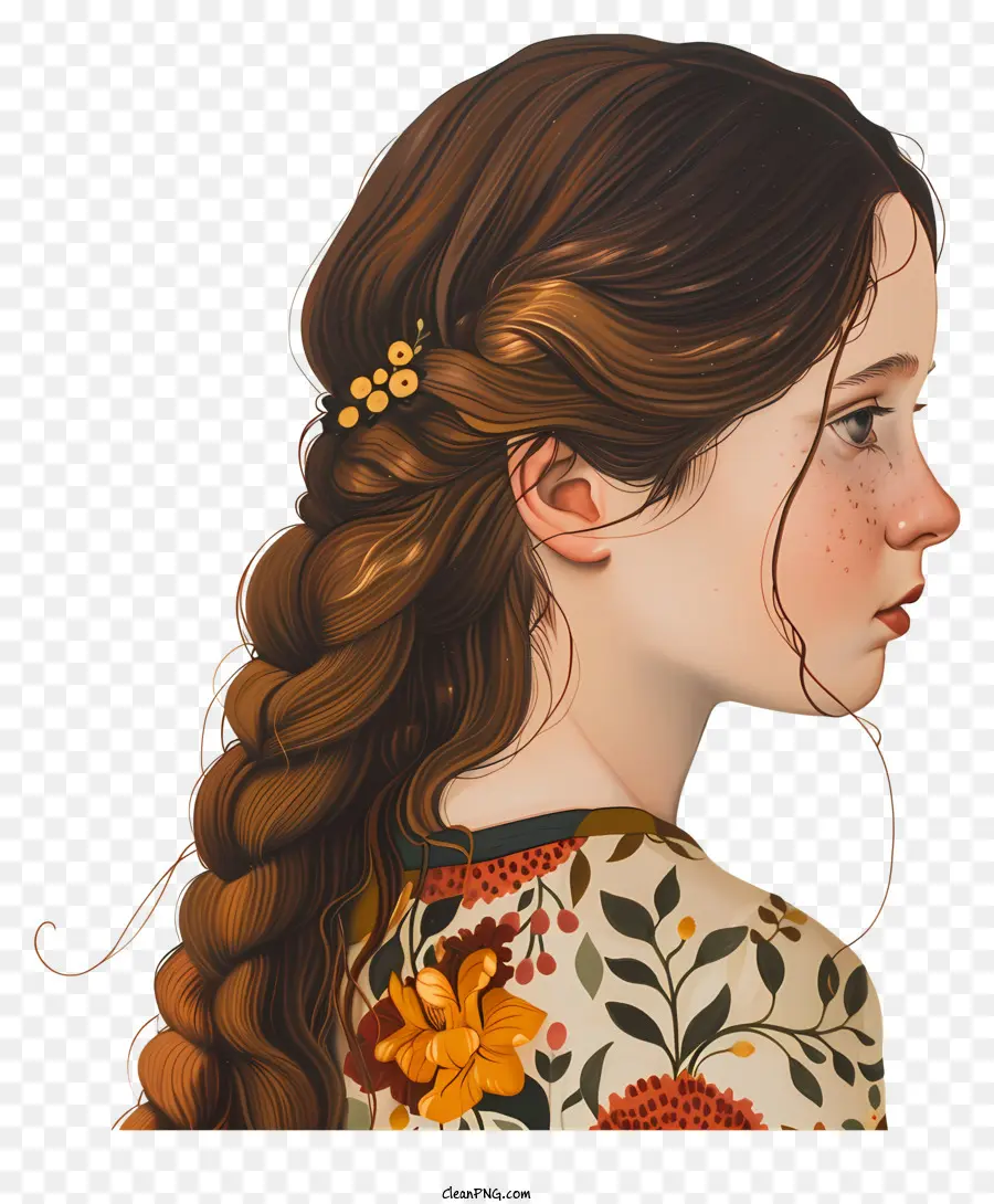 Menina Dos Desenhos Animados，Menina Com Vestido Floral PNG