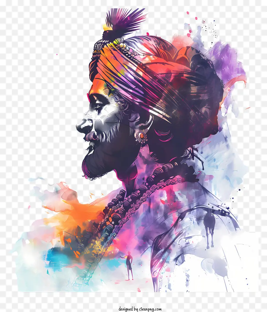 Shivaji Maharaj，Retrato Colorido PNG