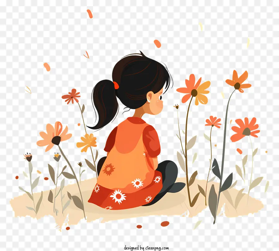 Primavera，Menina Com Flores PNG