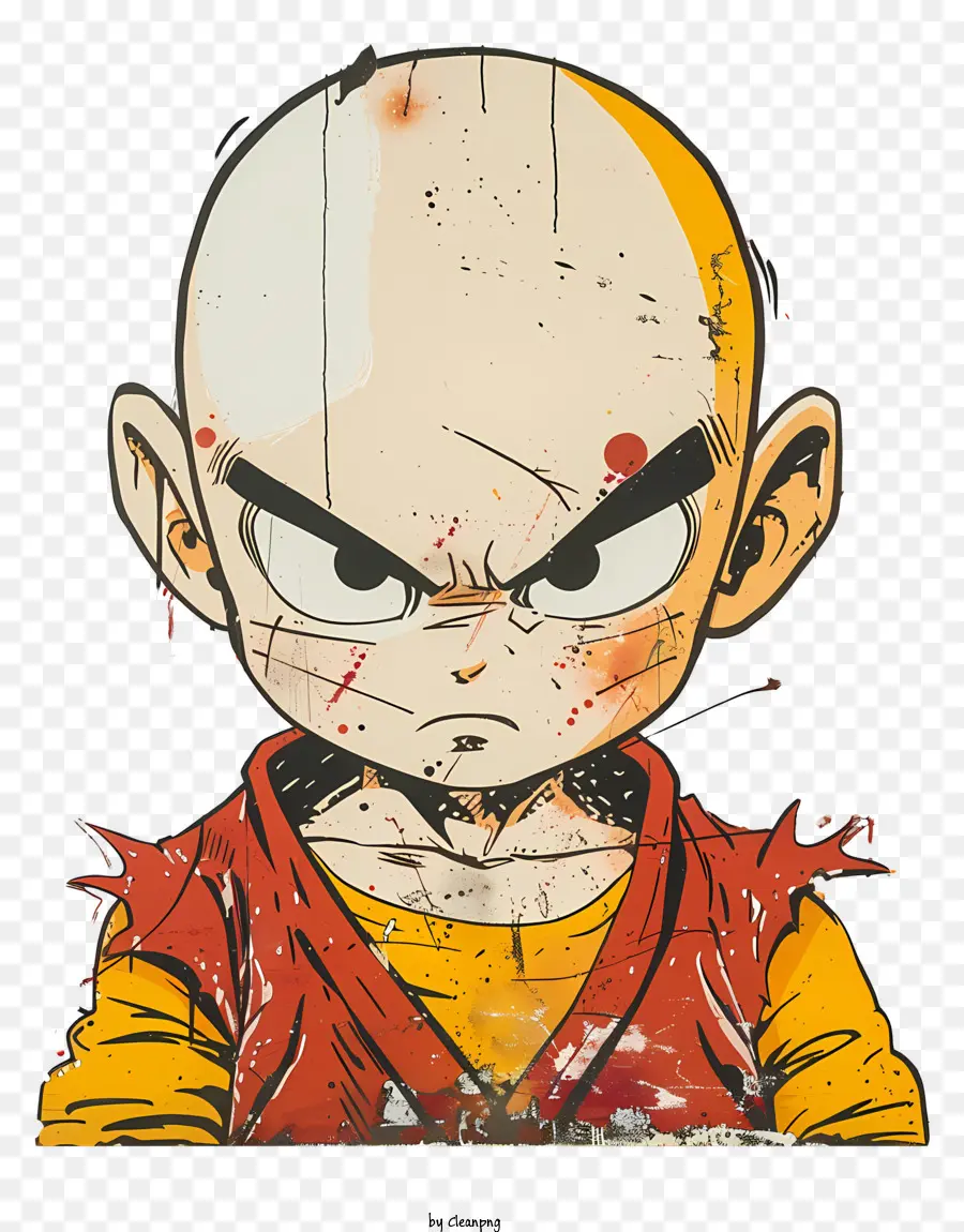 Kuririn，Personagem De Desenho Animado Careca PNG