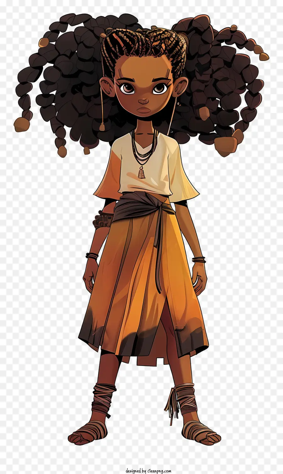 Garota Africana，Longos Cabelos Negros PNG