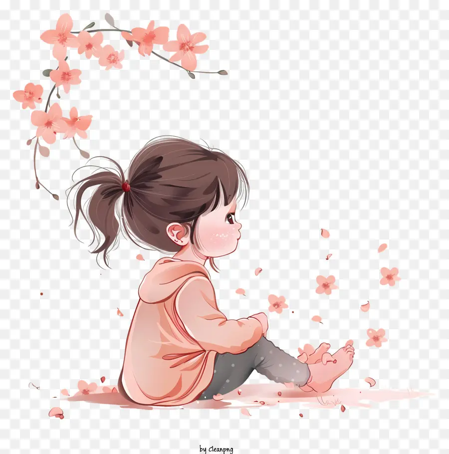 Primavera，Menina Com Flores PNG