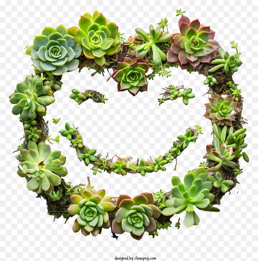 Smiley Face，A Suculenta Coroa De Flores PNG