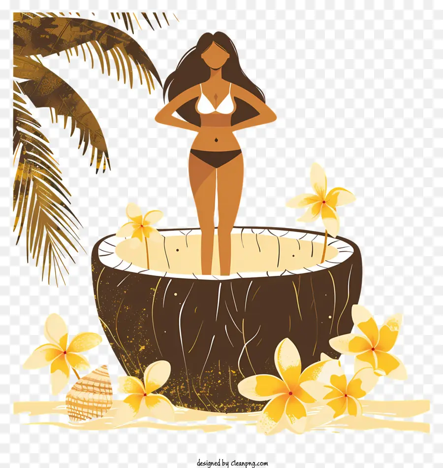 Verão De Coco，Mulher De Biquíni PNG