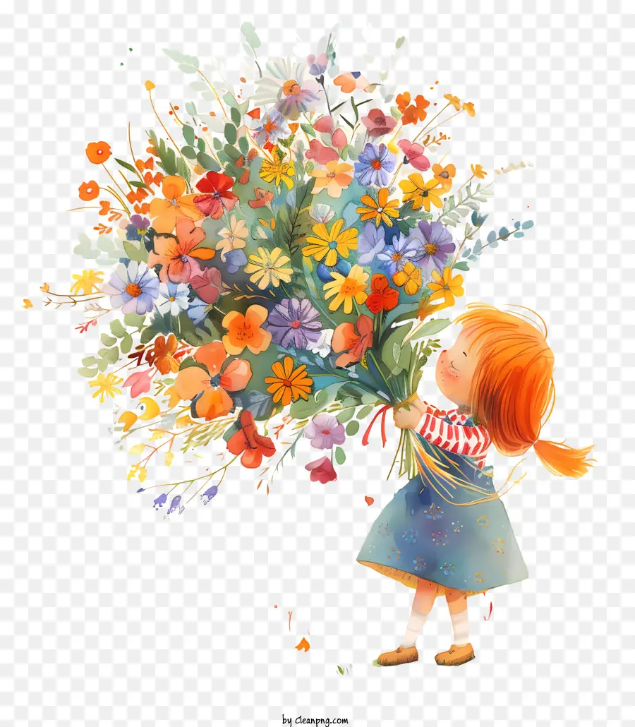 Primavera，Menina Com Flores PNG