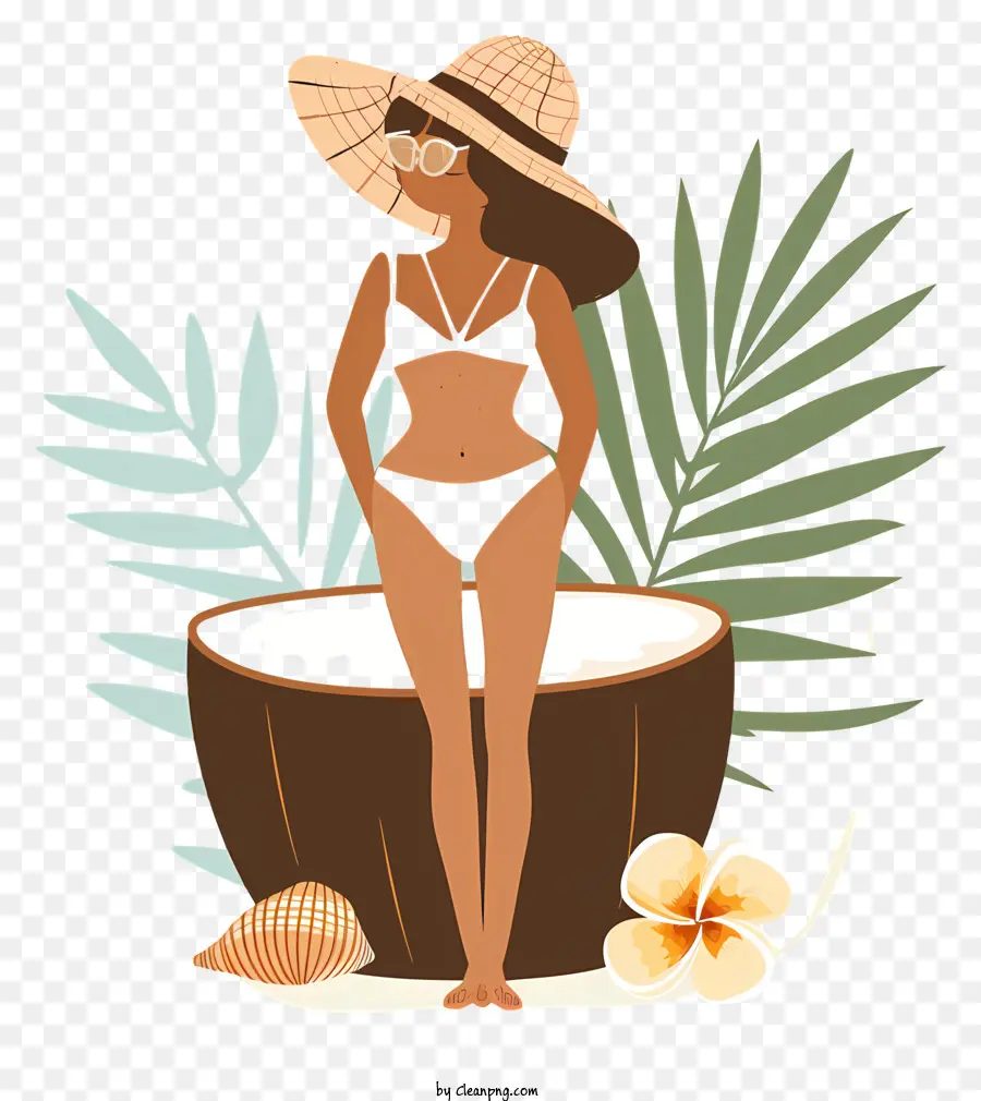 Verão De Coco，Mulher De Biquíni PNG