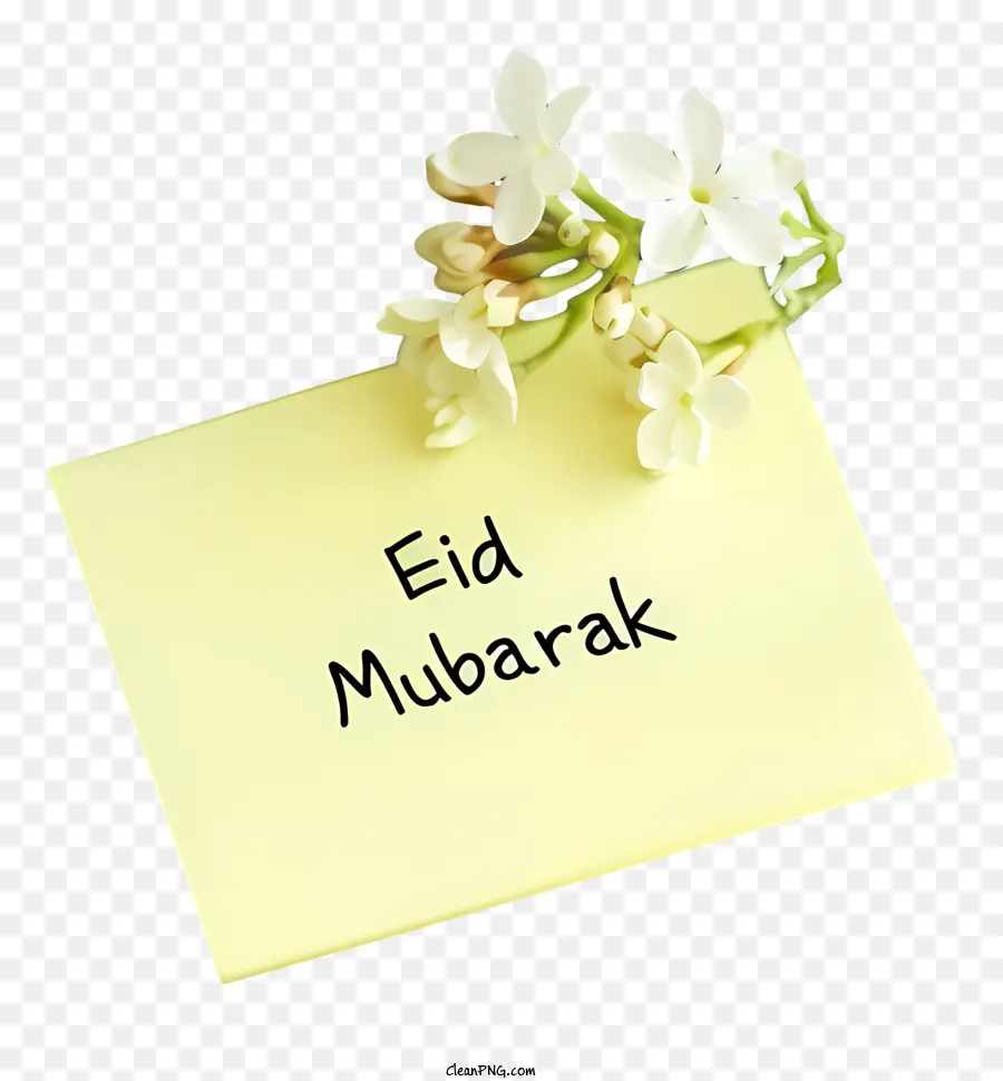 Eid Mubarak，Papel Amarelo PNG
