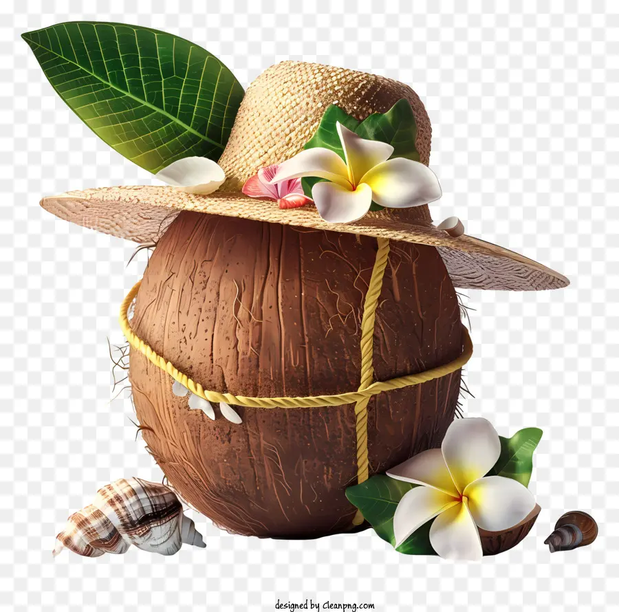 Verão De Coco，Coco Com Chapéu PNG