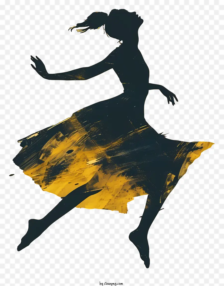 Dançarina Silhueta，Silhueta Preta E Dourada PNG