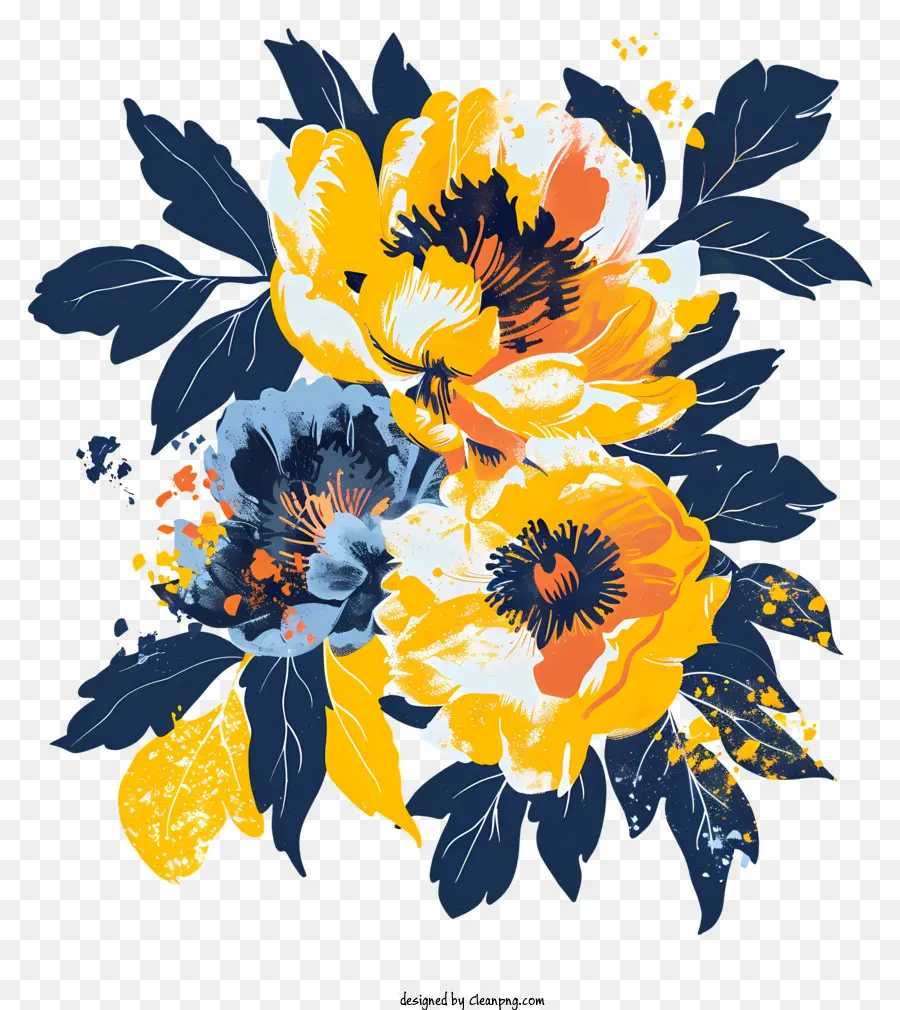 Arranjo De Flores Peony，Flores Amarelas PNG
