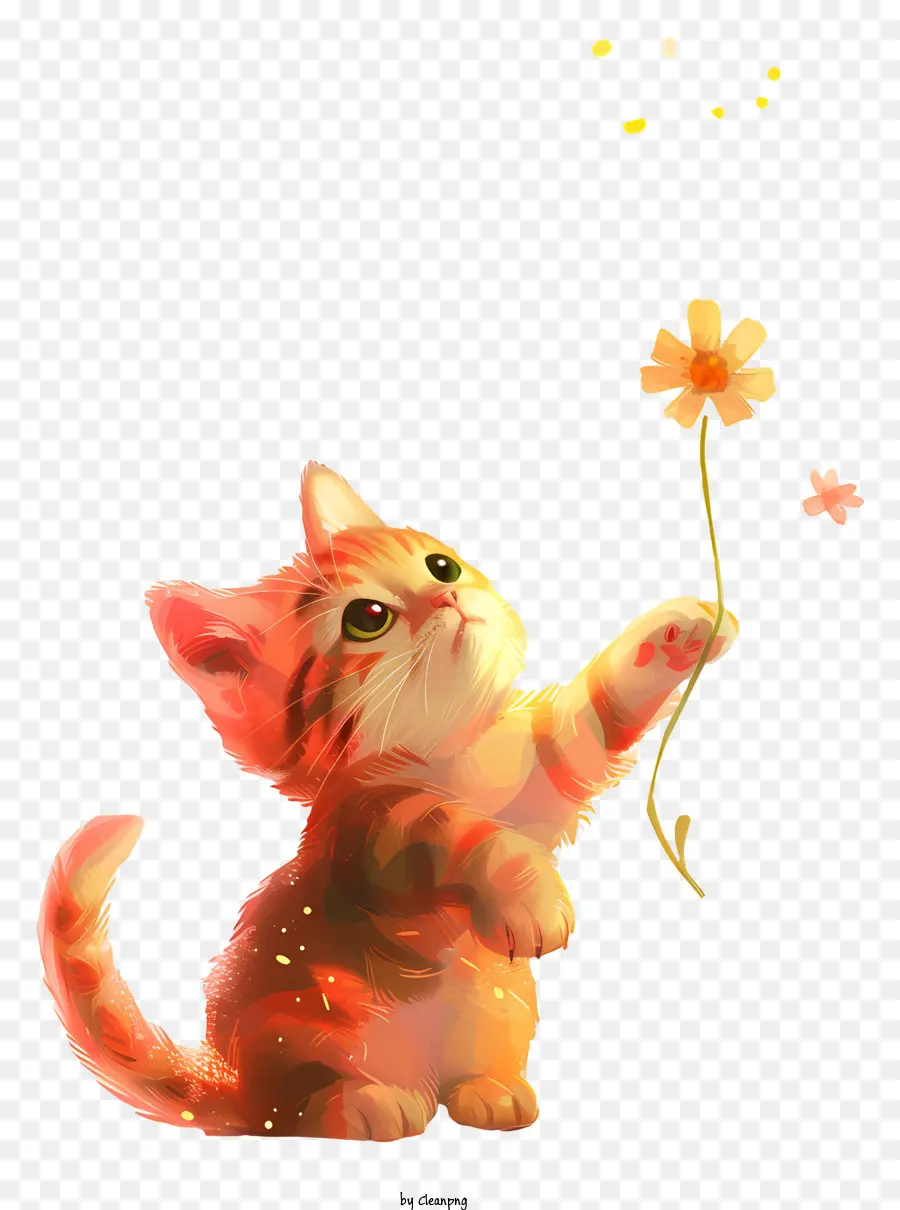 Pequeno Gato Brincando Flores，Gatinho PNG