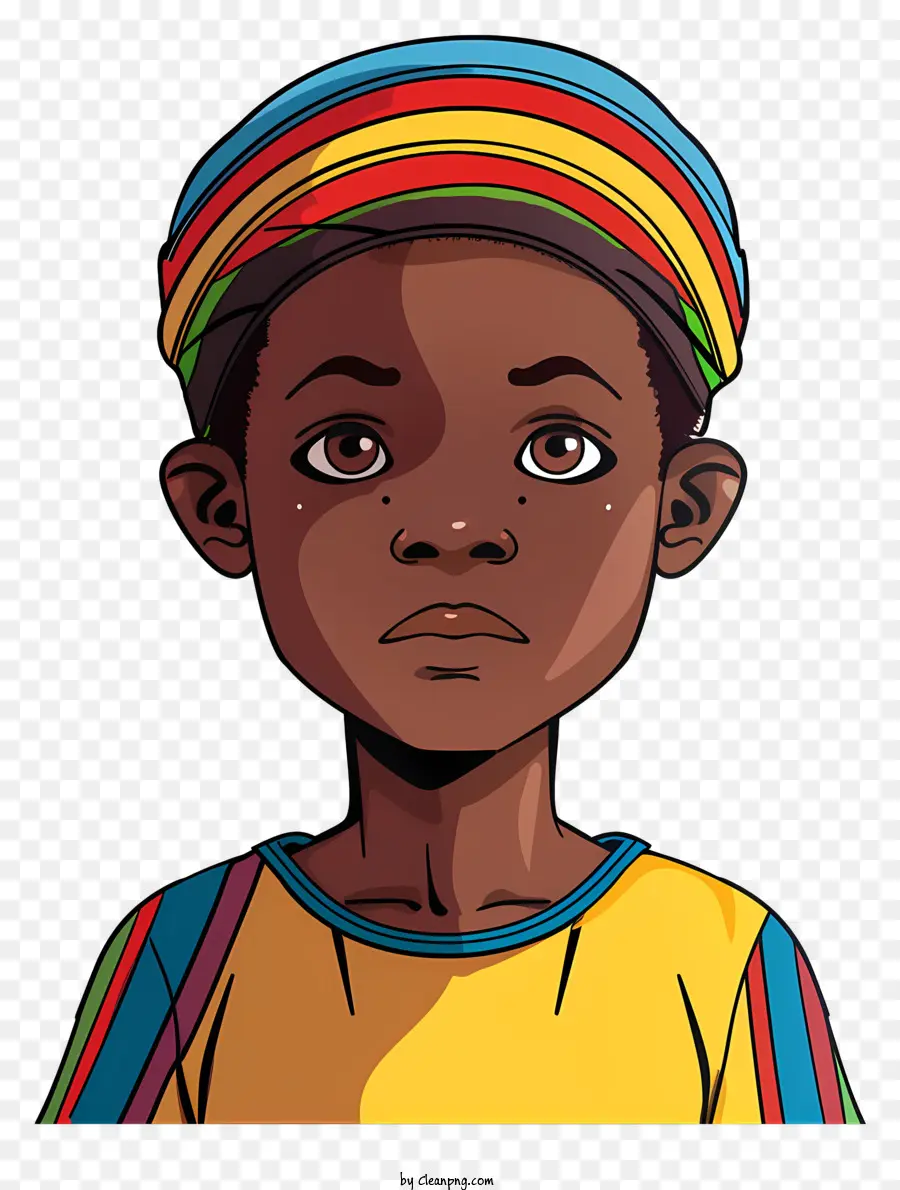 Africana Menino，Colorido Chapéu PNG
