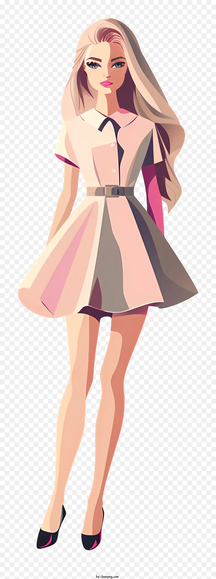 Barbie，Vestido Rosa PNG