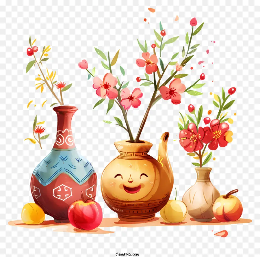 Feliz Agora Ruz，Vasos De Flores PNG