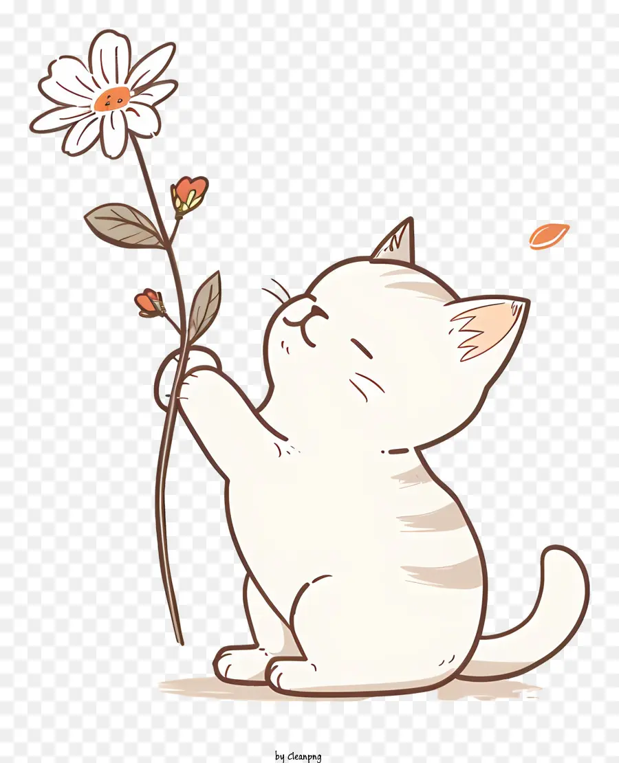 Pequeno Gato Brincando Flores，Gato Bonito PNG