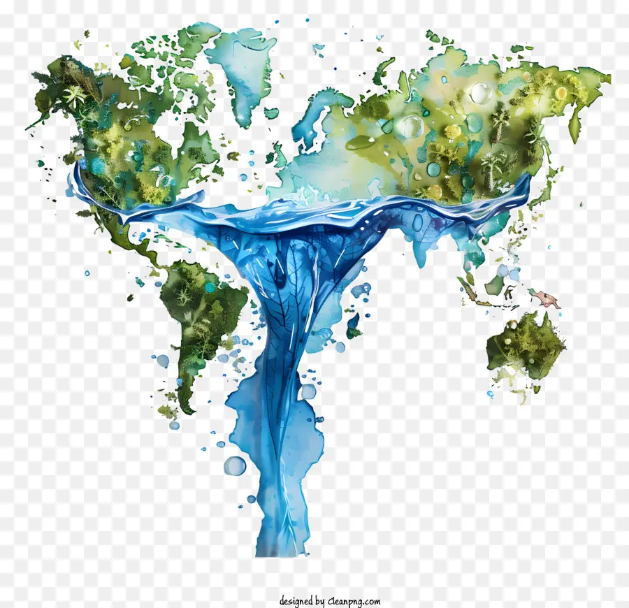 Dia Mundial Da água，World Map PNG