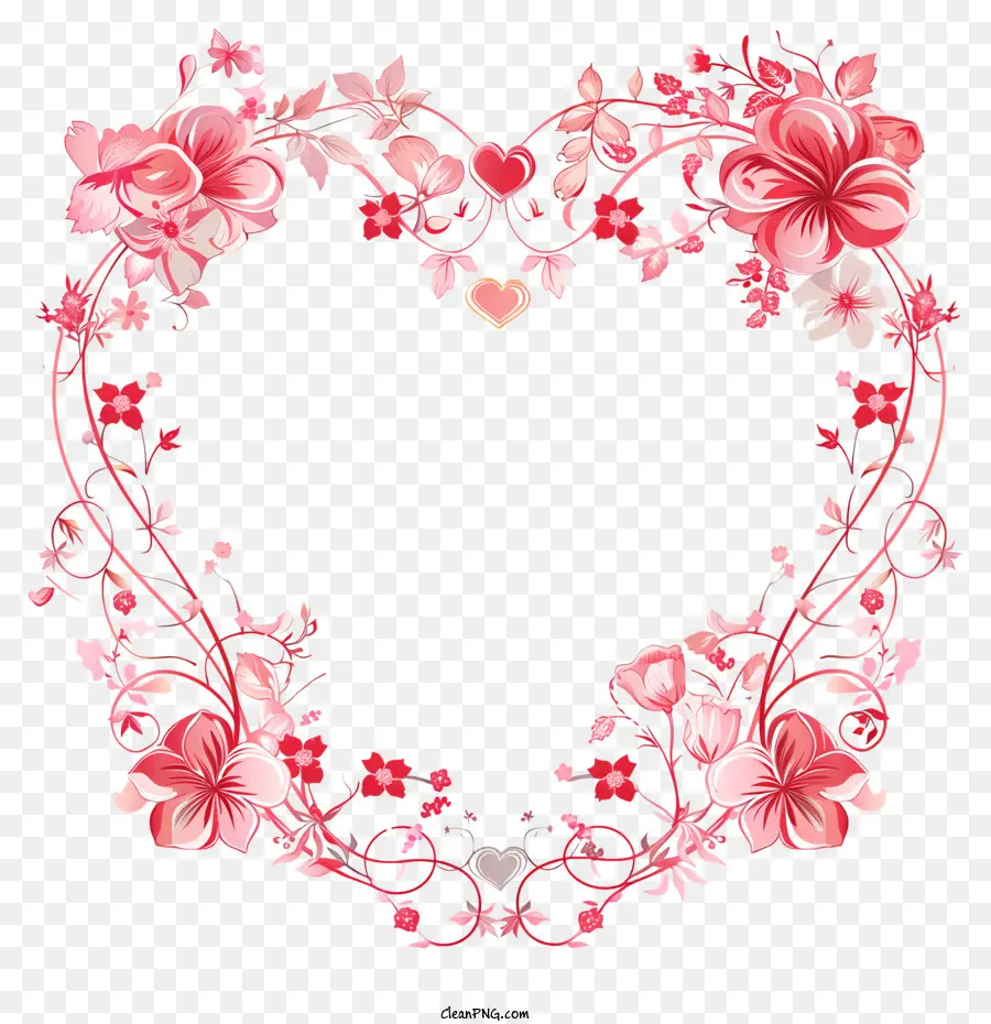 Moldura Do Casamento，Fronteira Floral Em Forma De Coração PNG