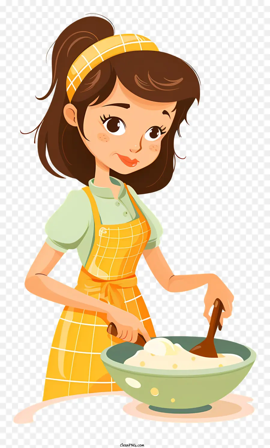 Cartoon Da Mulher De Cozinha，Cozendo Pão PNG