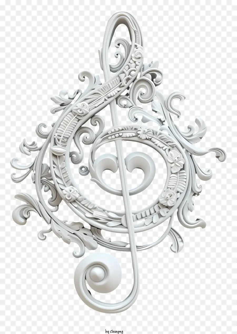 Notas Musicais，Clave De Sol Ornamentada PNG