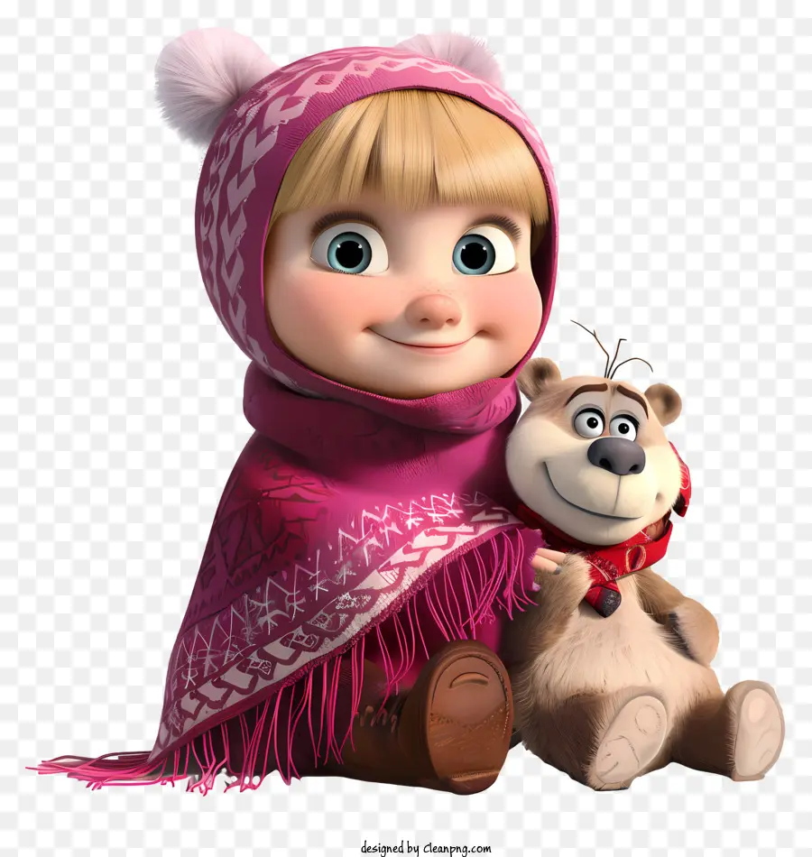 Masha E O Urso，Menina E Ursinho De Pelúcia PNG