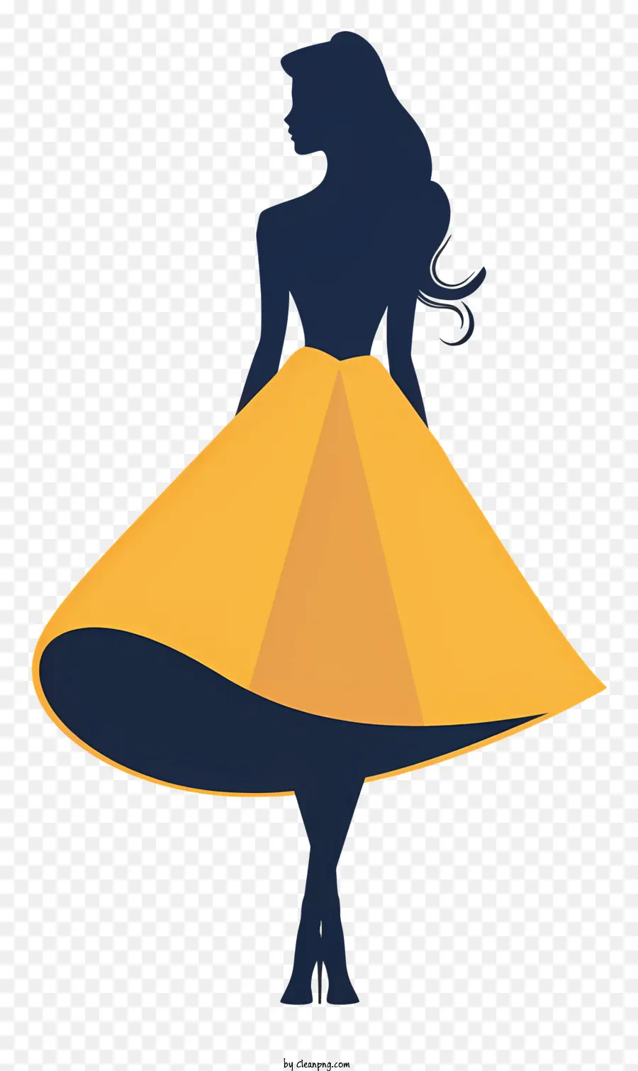 Fashion Girl，Vestido Amarelo PNG