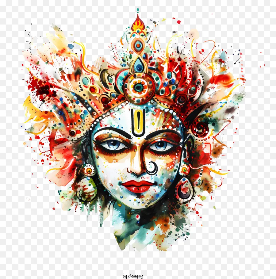Durga Maa，Pintura Em Aquarela PNG