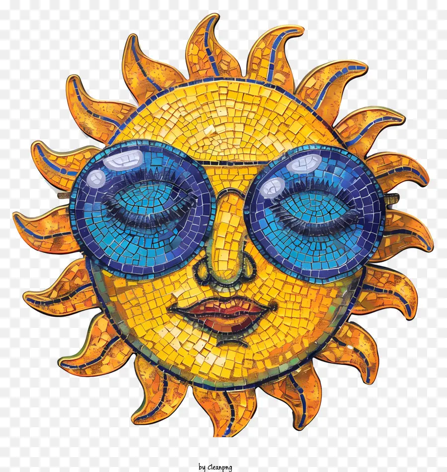 Sol Com óculos De Sol，Mosaico PNG