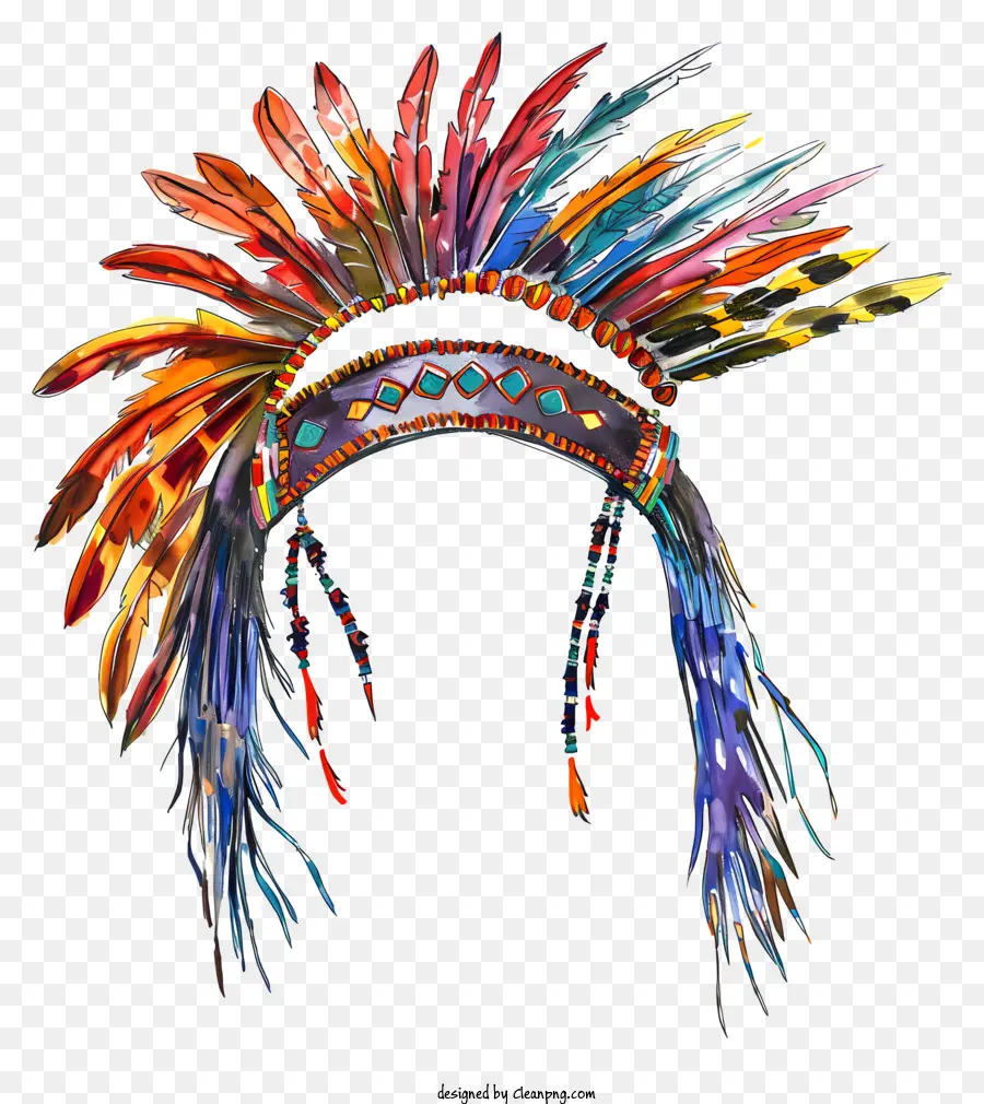 Capéu Indígena，Vestido De Cabeça De Penas PNG
