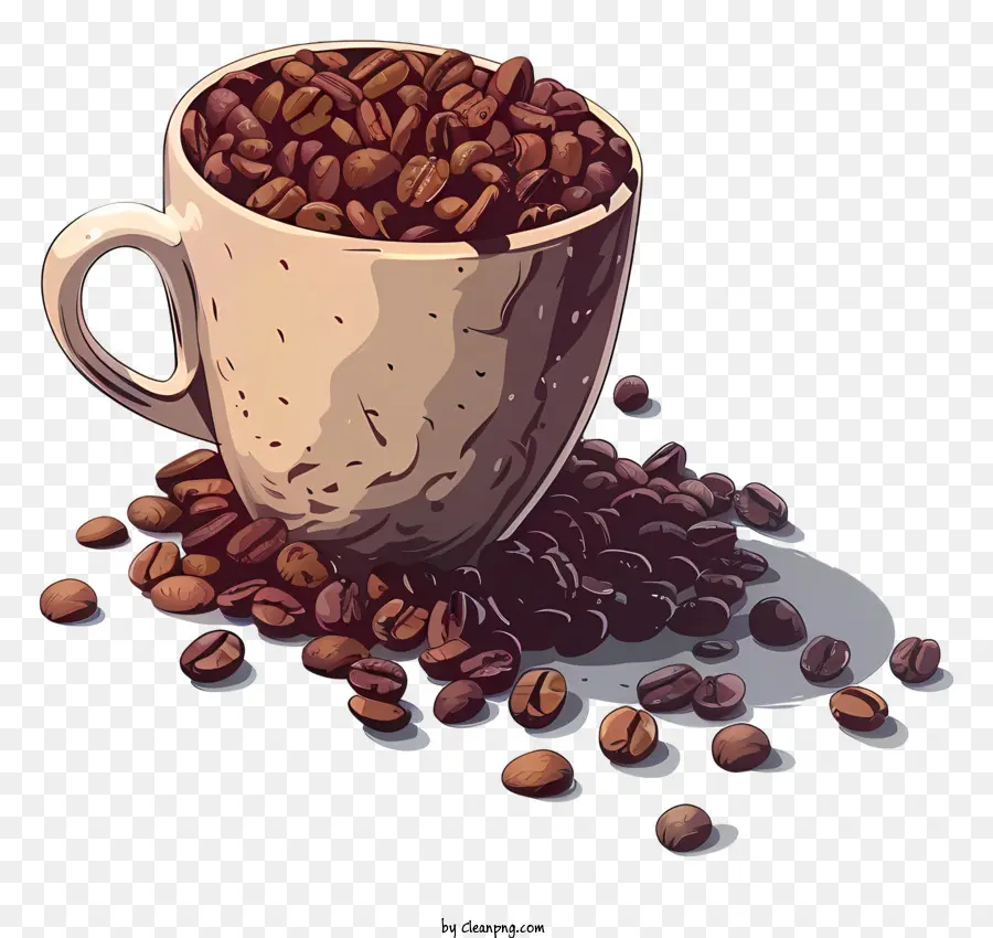 Grãos De Café，Xícara PNG