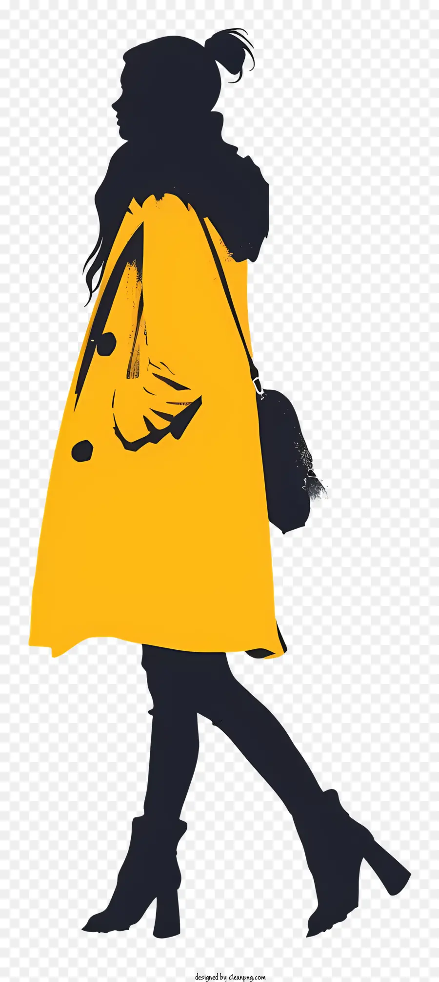 Fashion Girl，Casaco Amarelo PNG