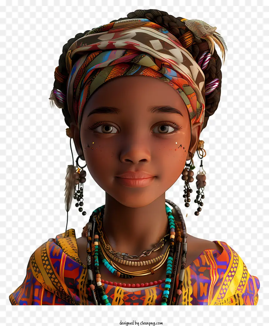 Garota Africana，Vestido Tradicional PNG