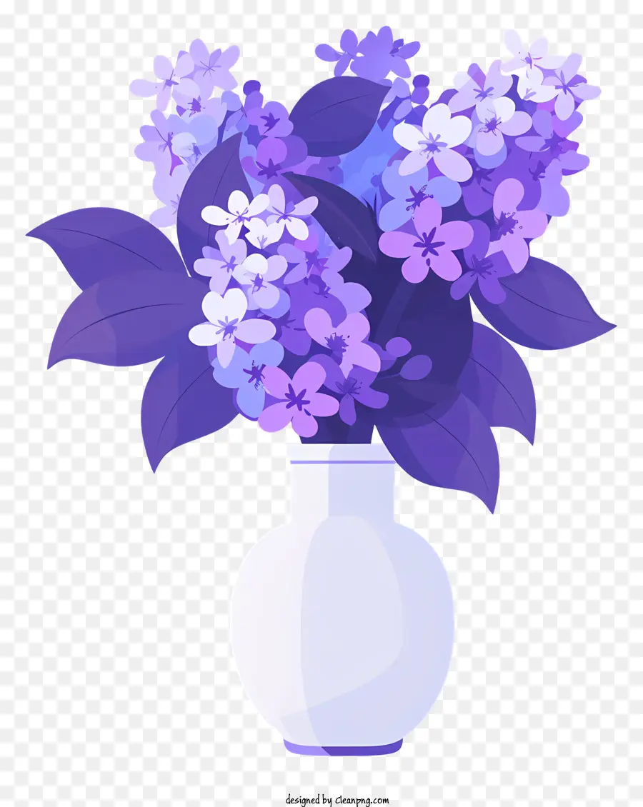 Flores Lilás，Vaso Branco PNG
