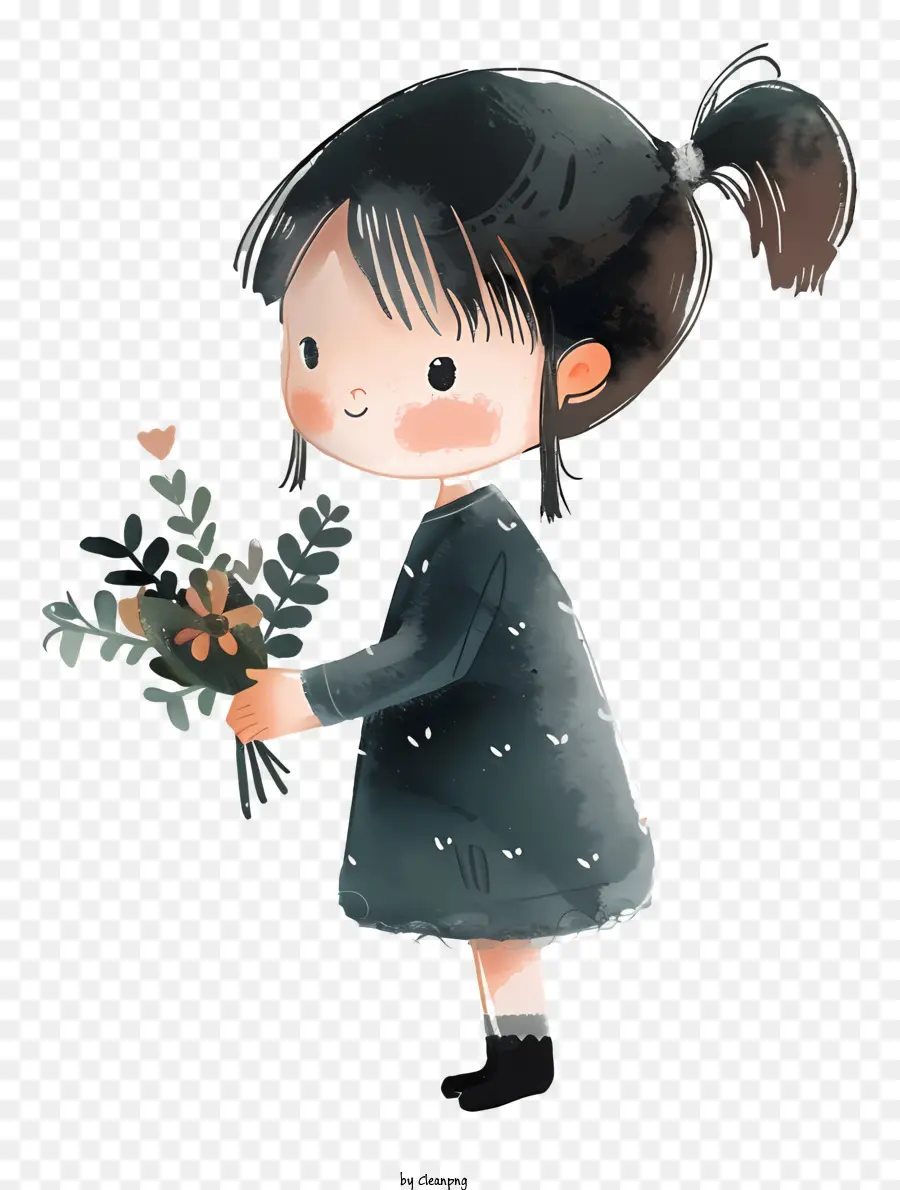Menina Segurando Flores，Little Girl PNG