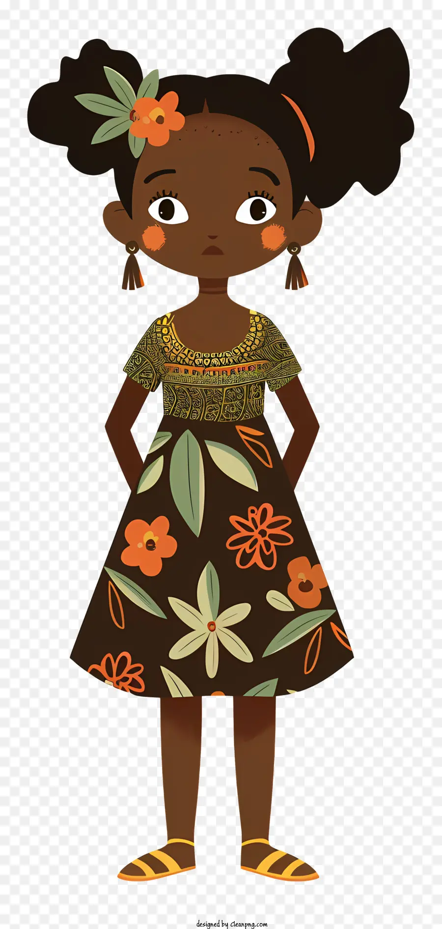 Garota Africana，Vestido Floral PNG