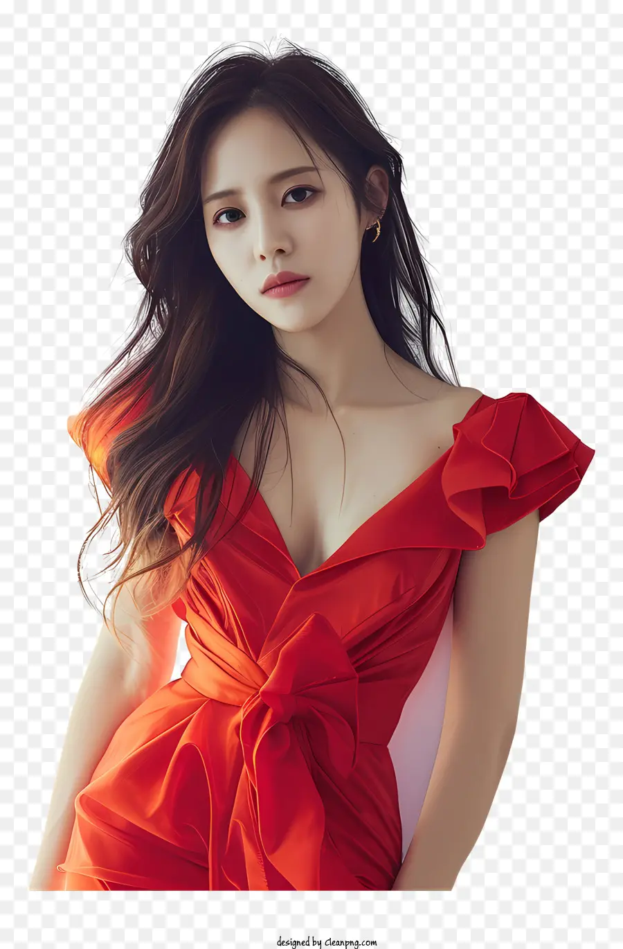 Hyomin，Mulher De Vestido Vermelho PNG