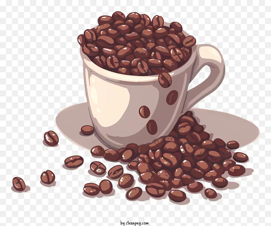 Grãos De Café，Xícara PNG