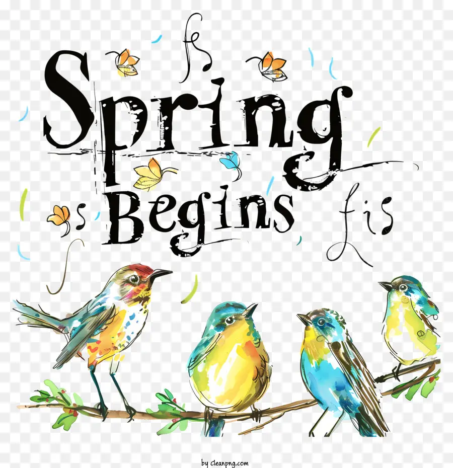 A Primavera Começa，Pássaro Ilustração PNG