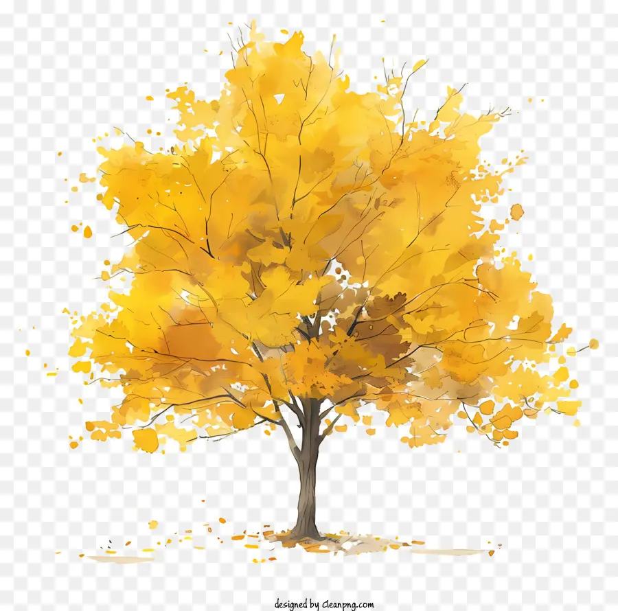 Árvore De Bordo Amarelo，árvore De Desenho PNG