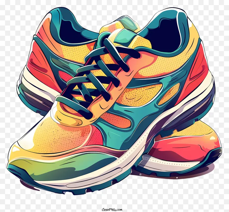 Running Shoes，Cores Neon PNG