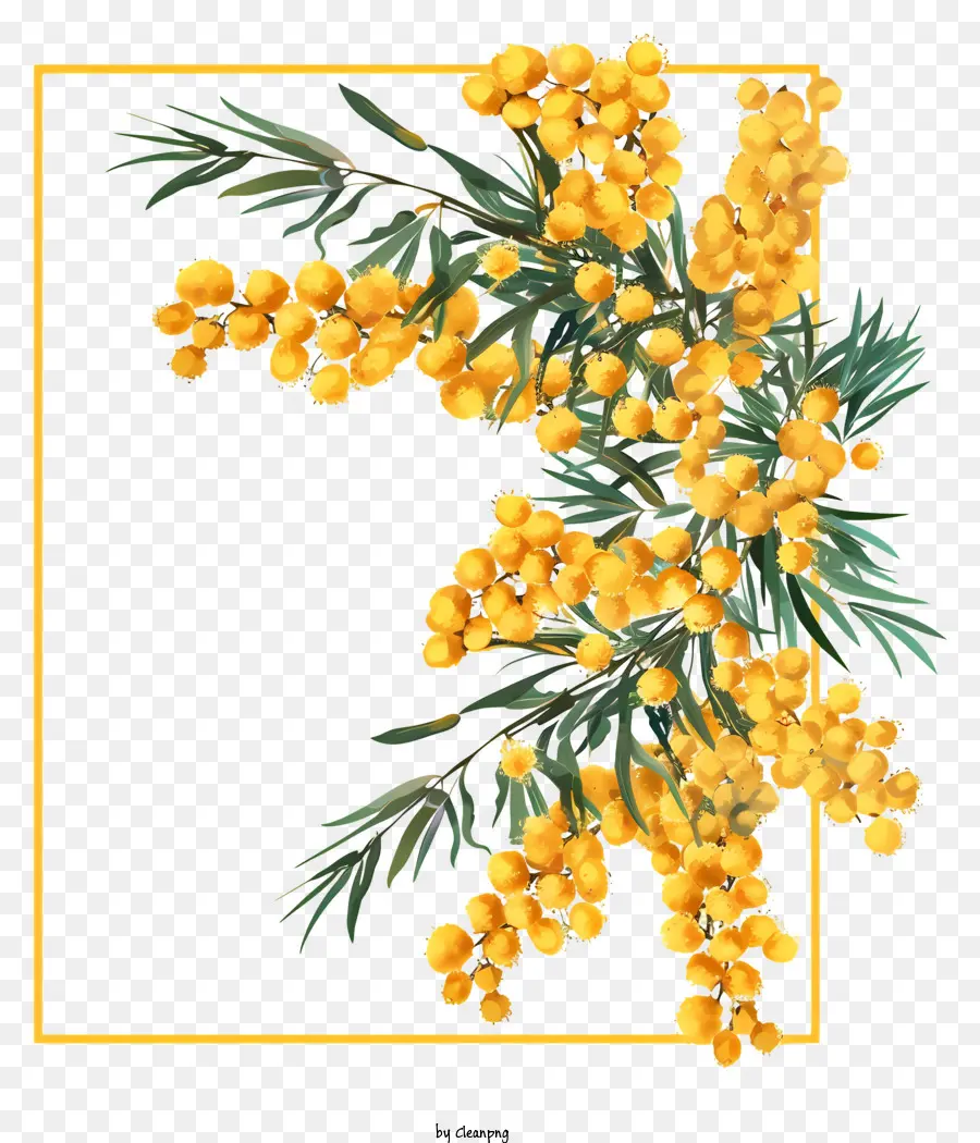 Ouro Amarelo Flores，Moldura Quadrada PNG