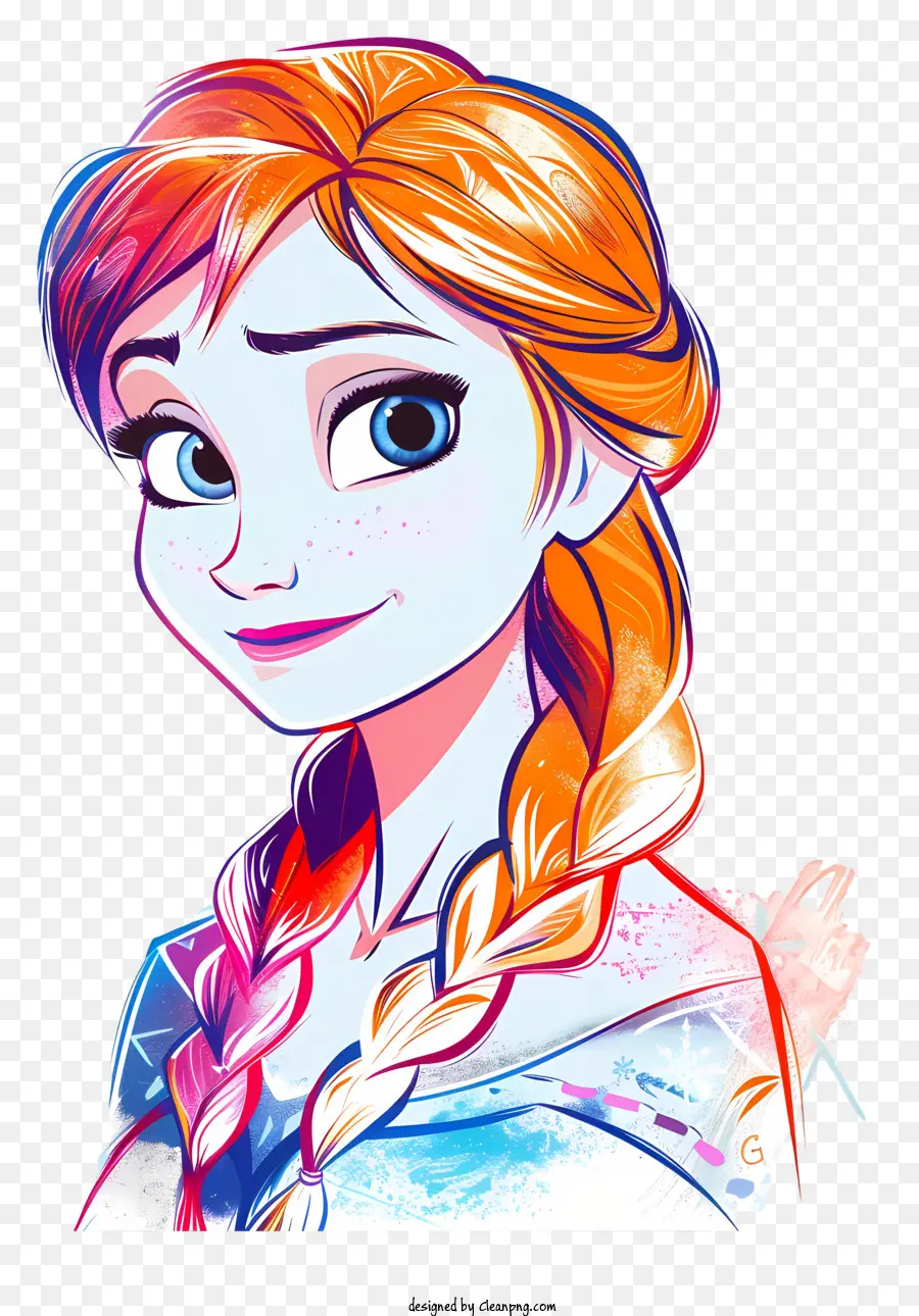 Princesa De Anna Frozen，Longo Ponytail Vermelho PNG