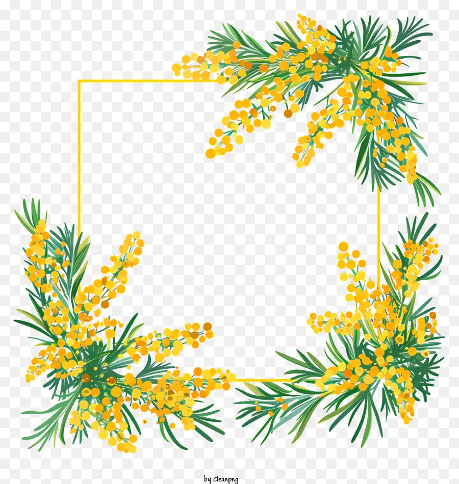 Flores Douradas Da Acácia，Moldura Quadrada PNG