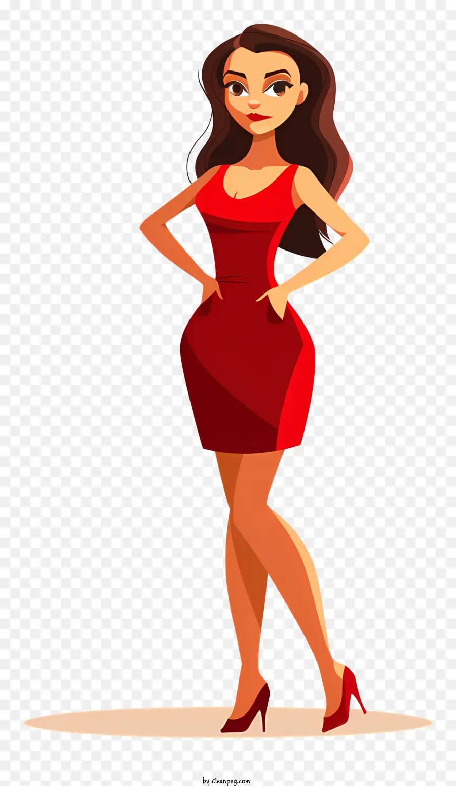 Desenho Animado Fino，Mulher Em Red Dress PNG
