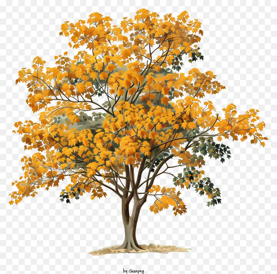 Árvore De Bordo Amarelo，Folhagem De Outono PNG
