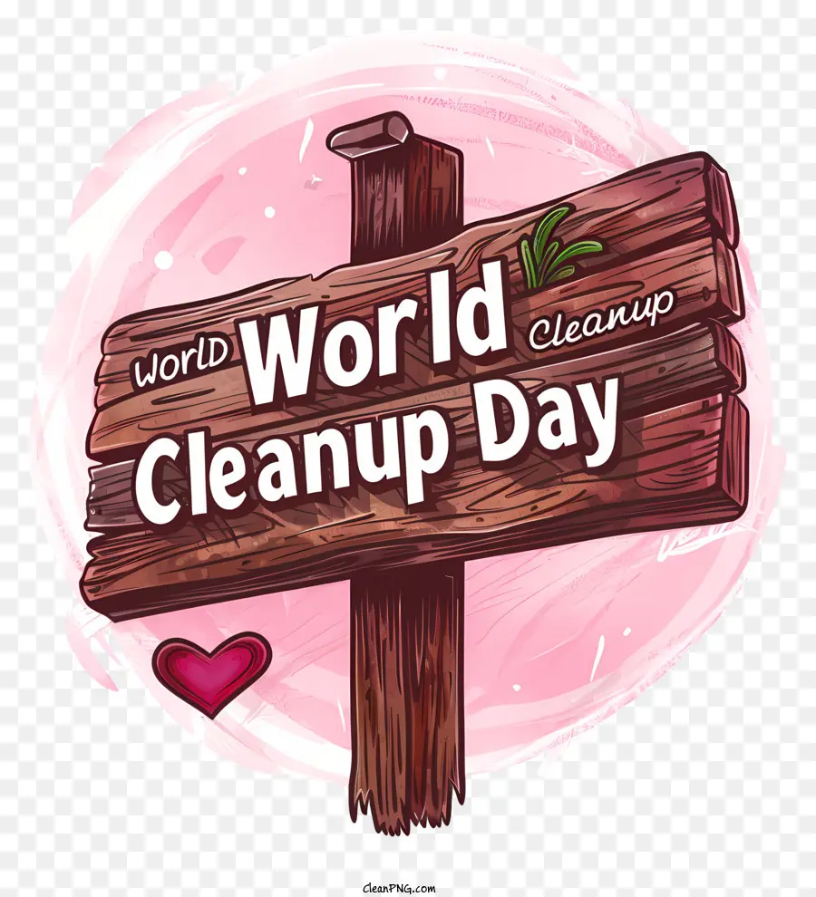 World Cleanup Dia，Wooden Sign PNG