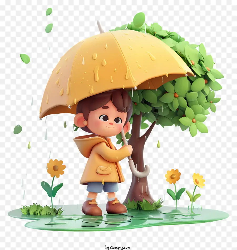 Primavera，Guarda Chuva Amarelo PNG