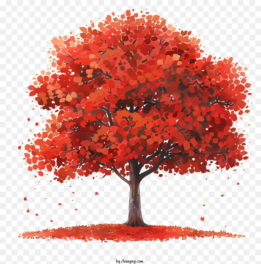 Autumn Tree，Folhas Vermelhas PNG