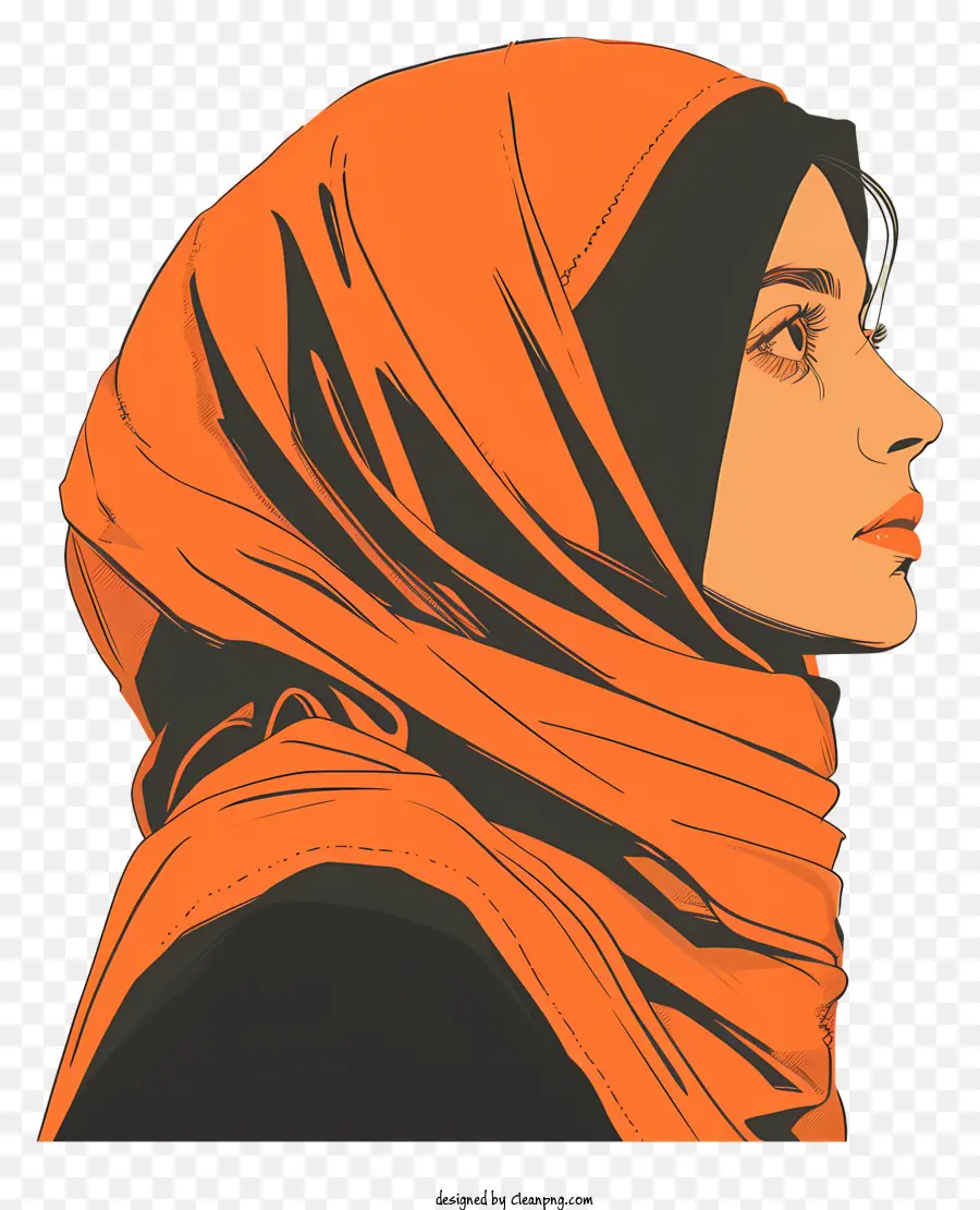 Desenho Animado De Menina Muçulmana，Hijab Laranja PNG